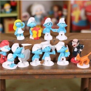 12pcs Smurfs mini toy model desk decor Smurfette baby cake topper figures New